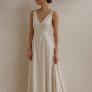 White by Vera Wang Nude Blush Square Back Sleeveless Gown Size 10